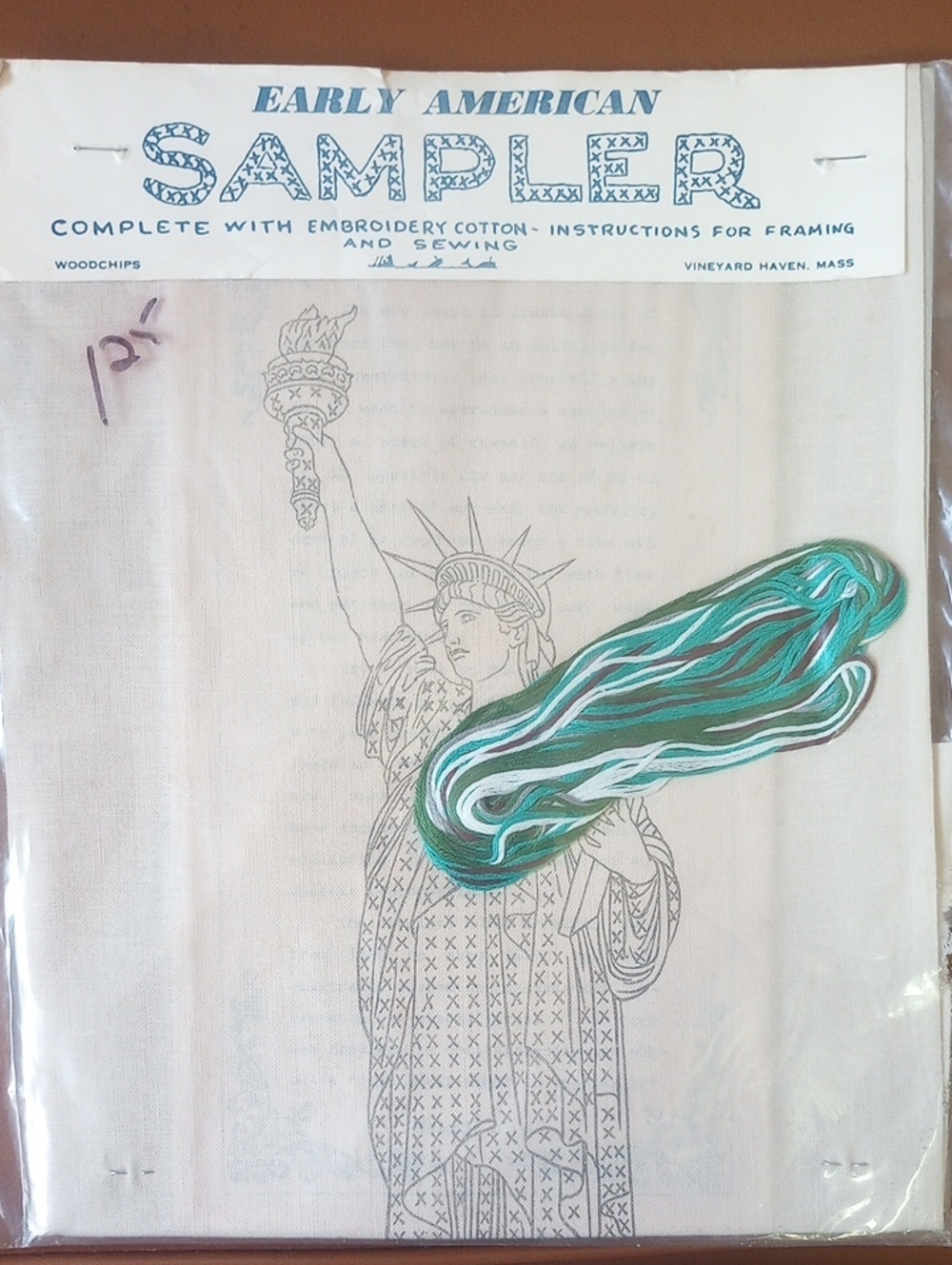 NWT Early American Patriotic Statue of Liberty Stamped Cross Stitch Sampler Kit